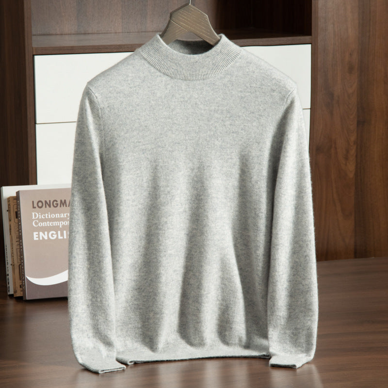 Herren-Wollpullover mit Stehkragen, locker und warm