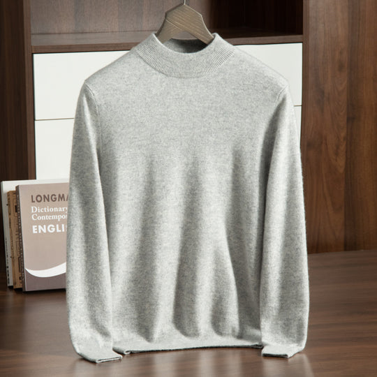 Herren-Wollpullover mit Stehkragen, locker und warm