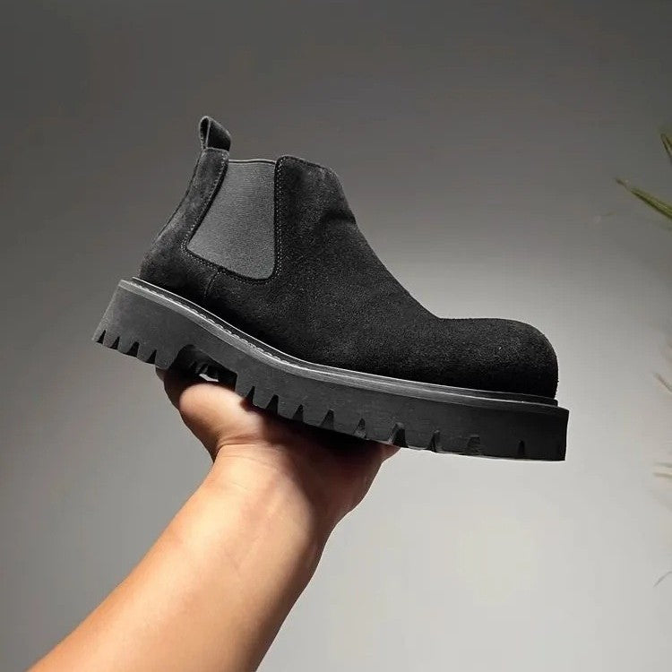 Herren-Chelsea-Stiefel aus Wildleder-Optik, flacher Absatz