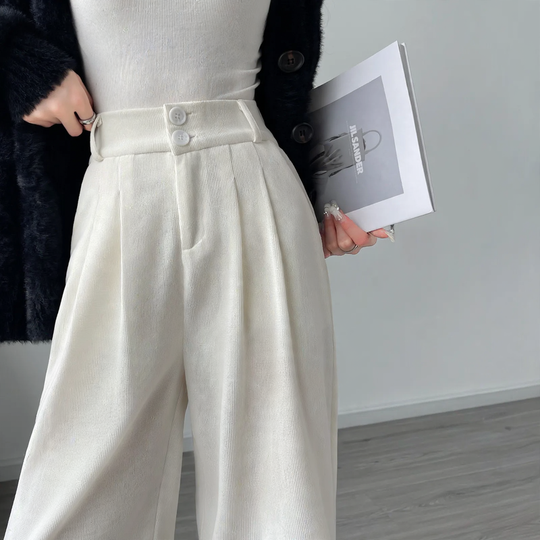 Damen-Cordhose, weit geschnitten, gefüttert