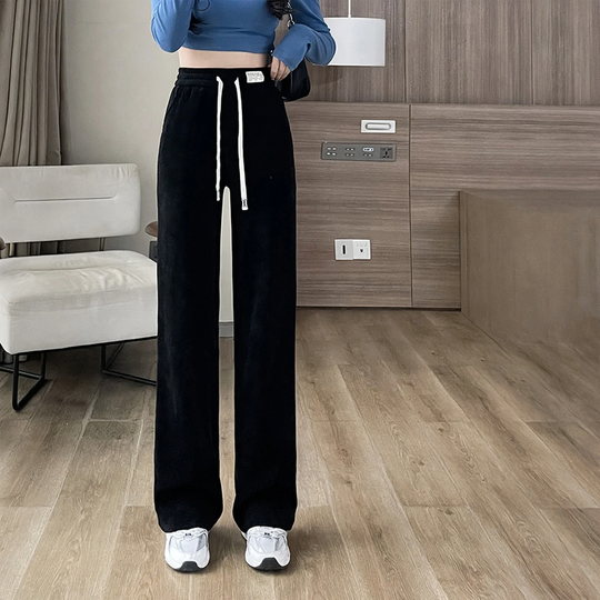 Gefütterte Cord-Freizeithose mit hohem Bund