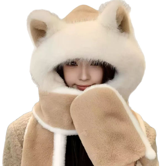 Plüsch-Set mit Ohrenschutz, Winter-Accessoire