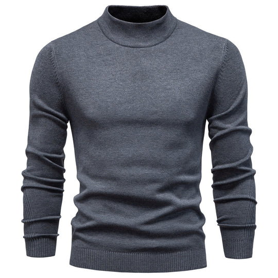 Herren-Rollkragenpullover, gestrickt, einfarbig