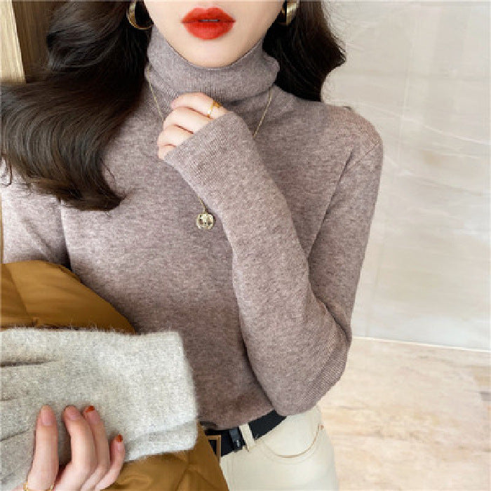 Damen-Strickpullover mit Stehkragen, schmal geschnitten