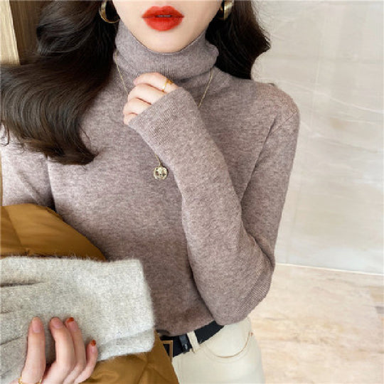 Damen-Strickpullover mit Stehkragen, schmal geschnitten