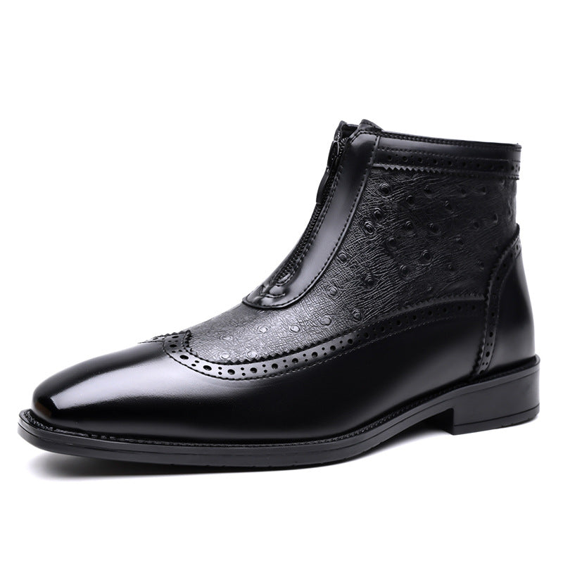 Herren-Chelsea-Boots mit Prägung, Reißverschluss