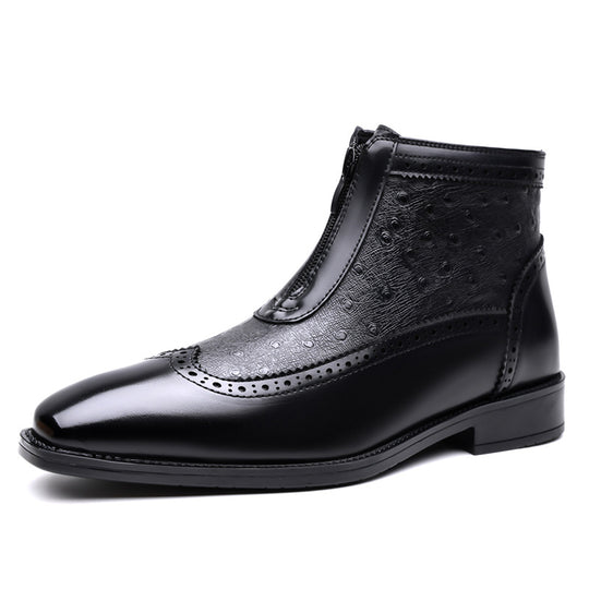Herren-Chelsea-Boots mit Prägung, Reißverschluss
