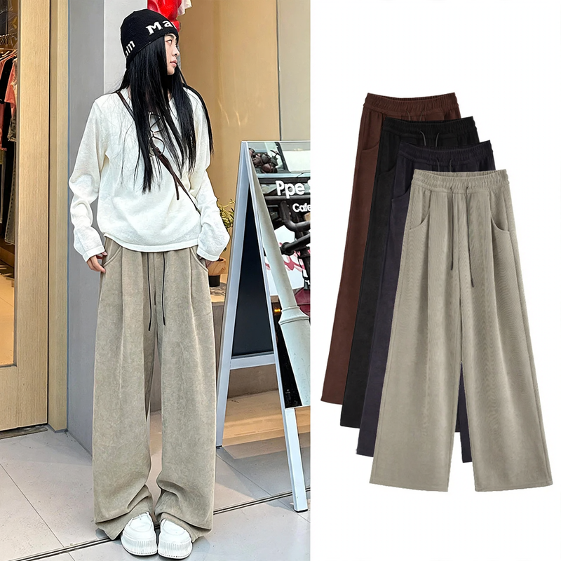 Damen-Cordhose mit Kordelzug und hohem Bund