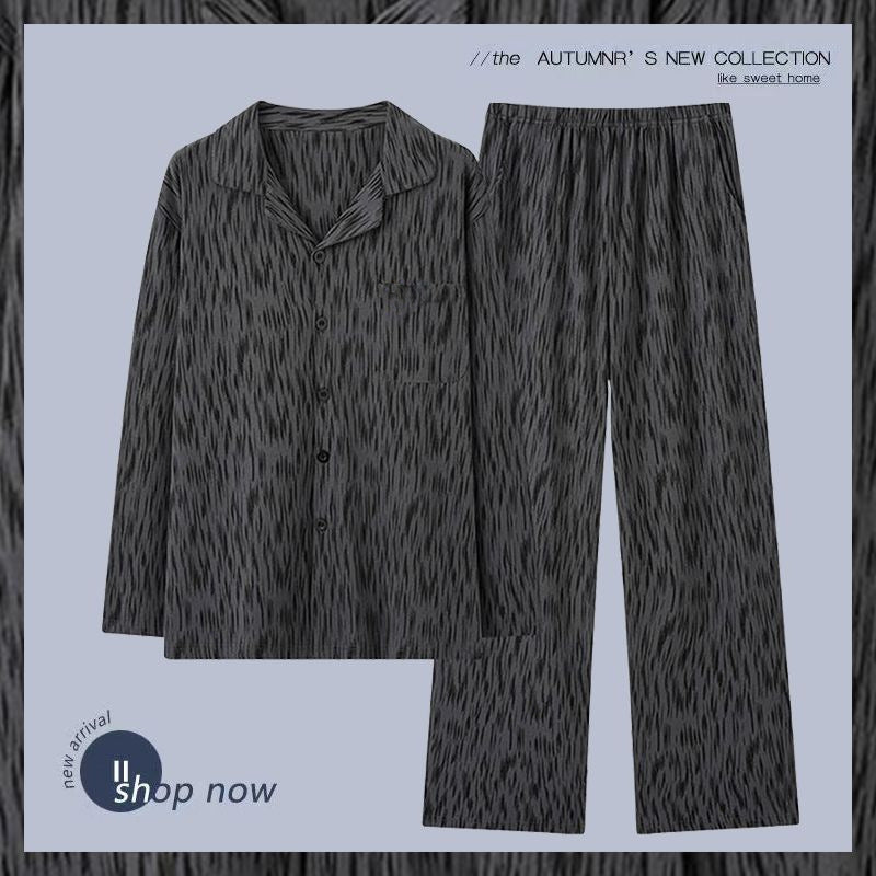 Herren-Pyjama-Set, Baumwolle, Langarm, kariert