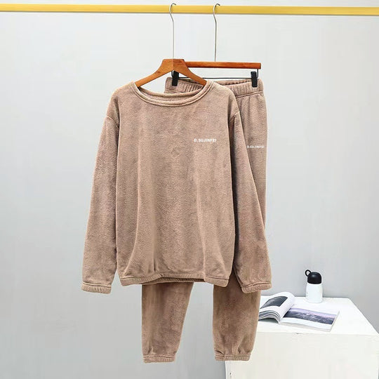 Warmer Korallenfleece-Hausanzug, Unisex, für kalte Tage