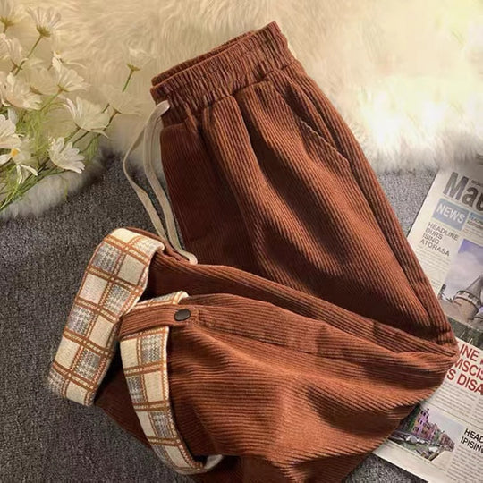 Damen-Cordhose, gerade geschnitten, mit Umschlag