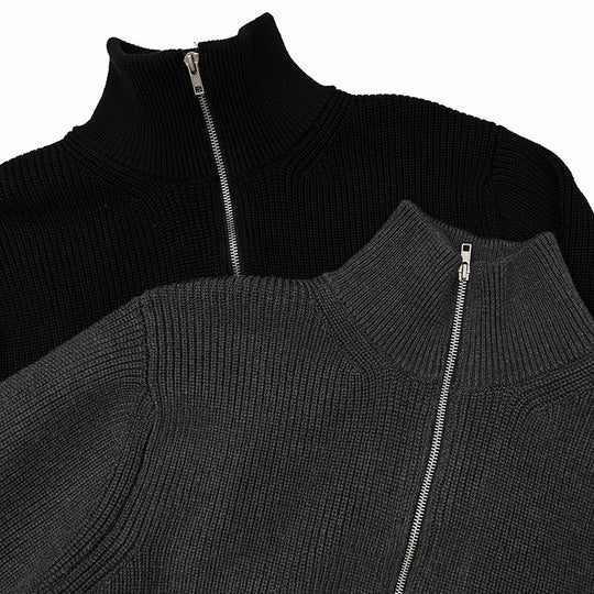Unisex Strickpullover, Halbreißverschluss, Wollmischung