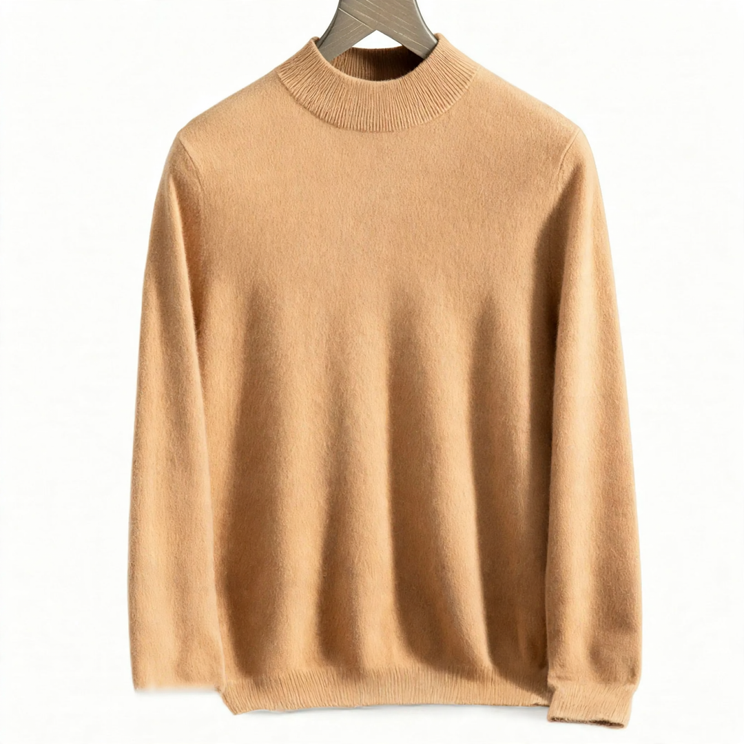 Herren-Wollpullover mit Stehkragen, locker und warm