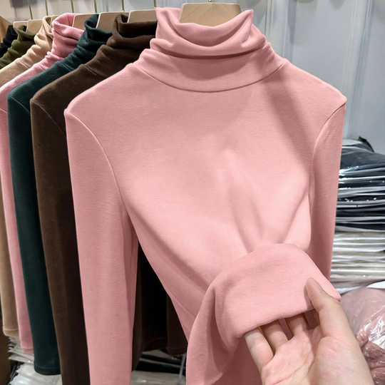 Damen-Langarmshirt mit Stehkragen, gefüttert