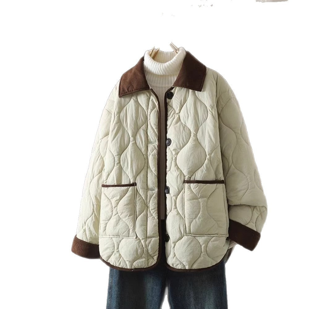 Damen Steppjacke, Kurz, mit Kontrastkragen