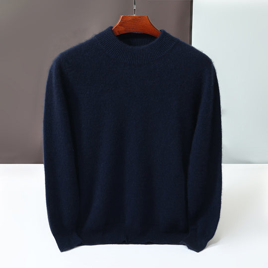 Herren-Kaschmirpullover, Stehkragen, einfarbig