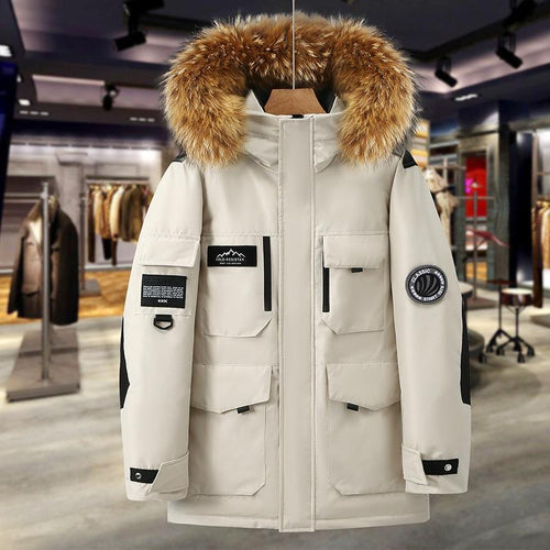 Gefütterte Unisex-Daunenjacke im Workwear-Stil