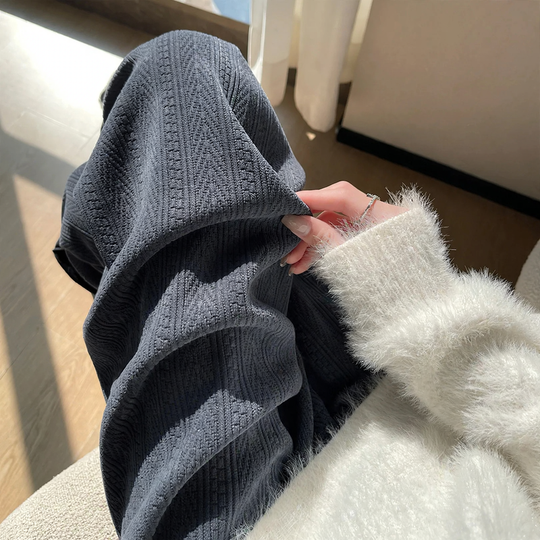 Gefütterte Chenille-Weithose für Damen, gerade geschnitten