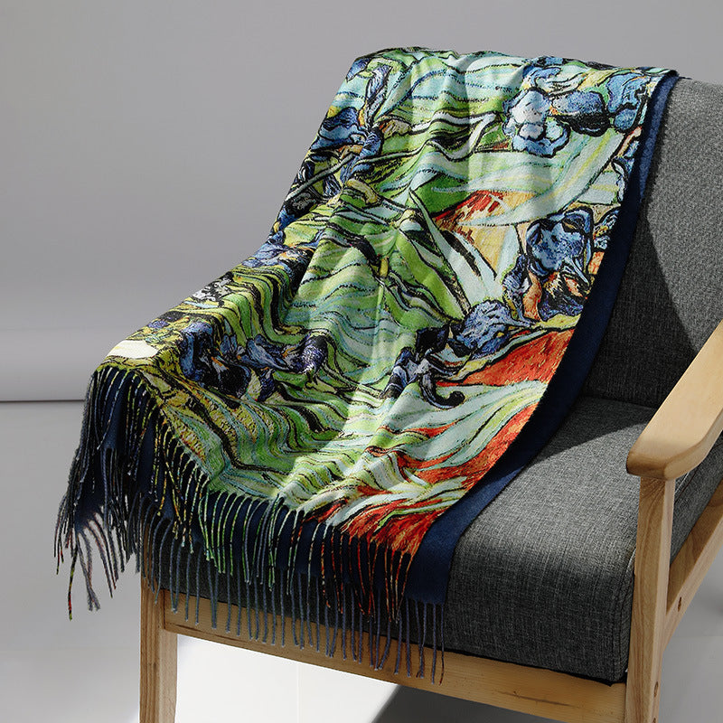Damen-Schal mit Kunstkaschmir-Haptik und Kunstdruck, 70x180 cm