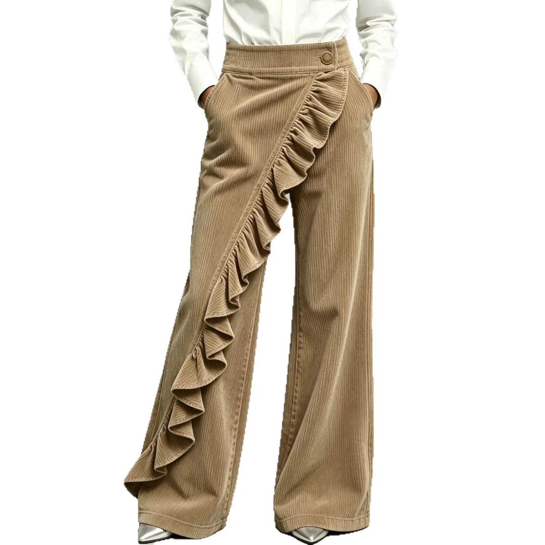 Damen-Cordhose mit Schlag und hohem Bund
