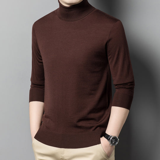 Herren-Wollpullover, 100% Wolle, Rollkragen, maschinenwaschbar