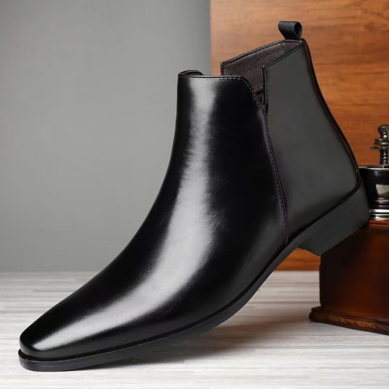 Herren-Chelsea-Boots, hoch, Kunstleder