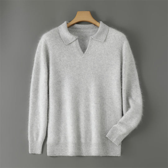 Herren-Wollpullover mit Kragen, Business-Casual