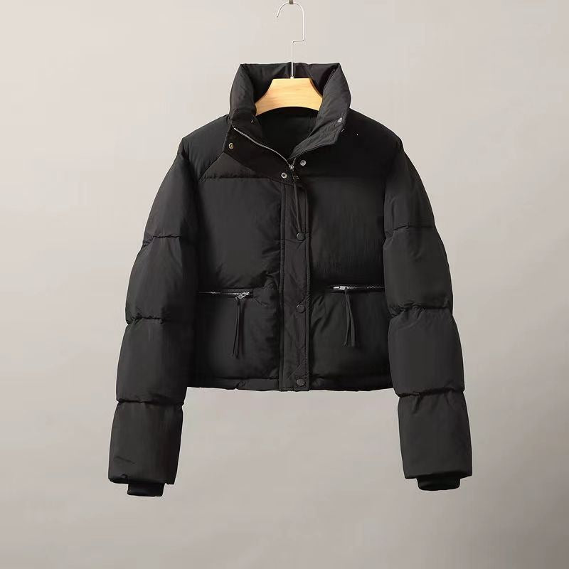 Kurze Damen-Steppjacke mit Stehkragen