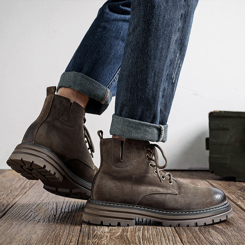 Herren-Chelsea-Boots, mittelhoher Schaft, Schweinsleder
