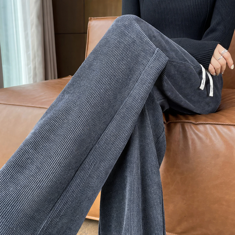 Chenille-Weithose für Damen, gerade geschnitten