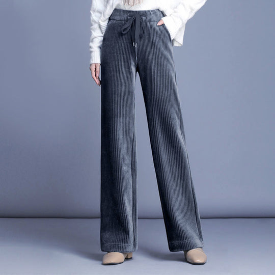 Damen-Cordhose mit weitem Bein, gefüttert