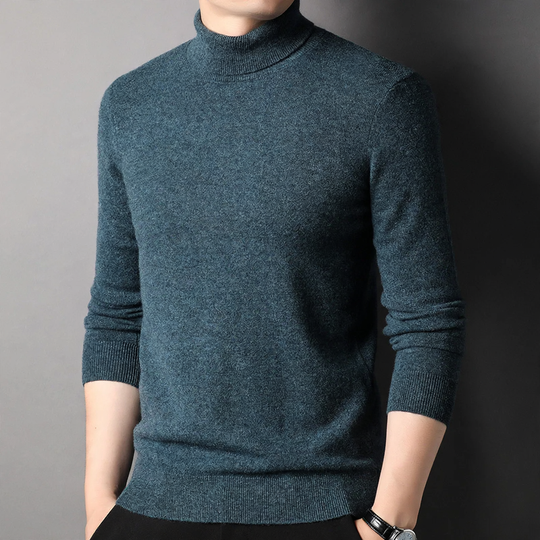 Herren-Wollpullover, Rollkragen, klassisches Design