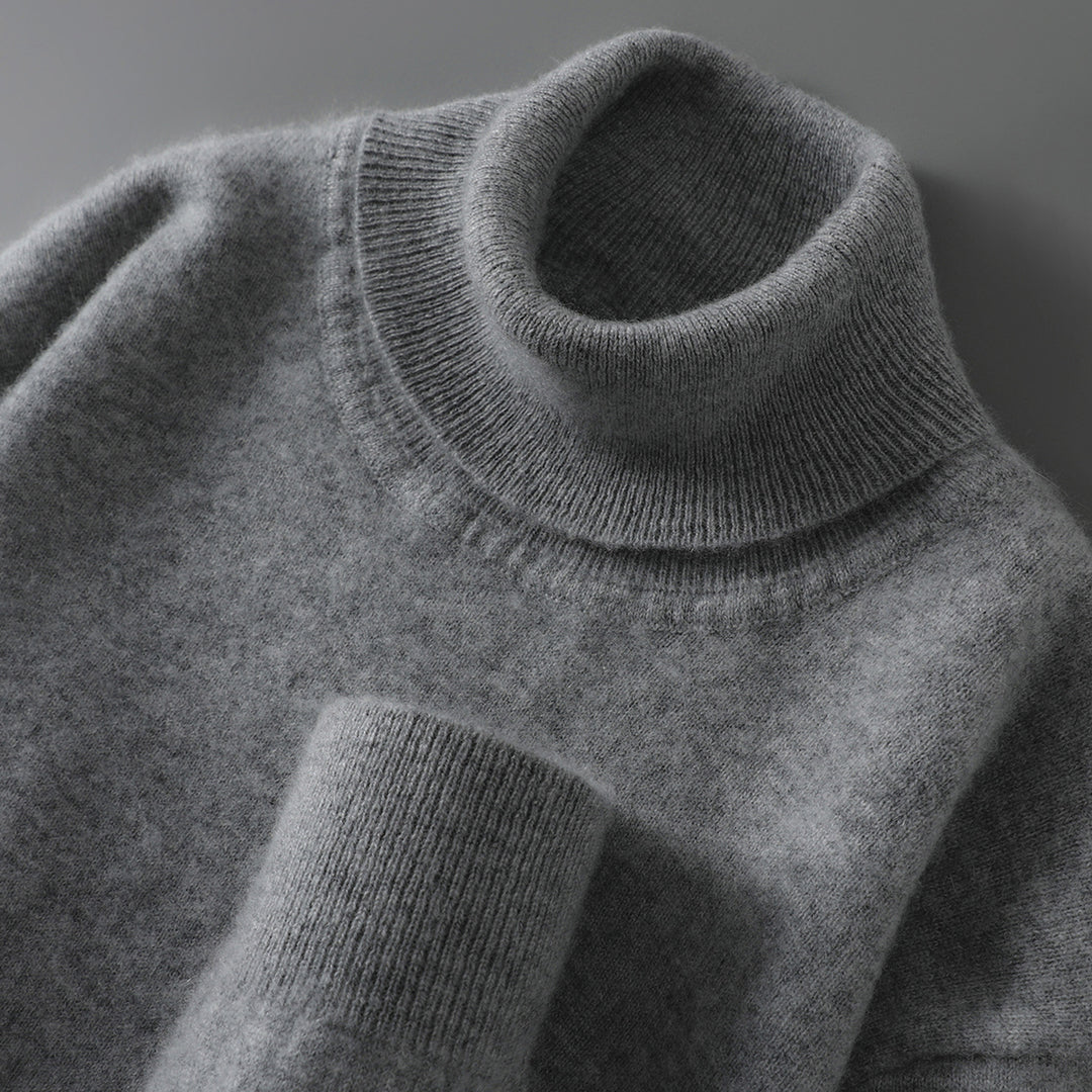 Herren-Wollpullover, 100% Wolle, Stehkragen, Business-Stil