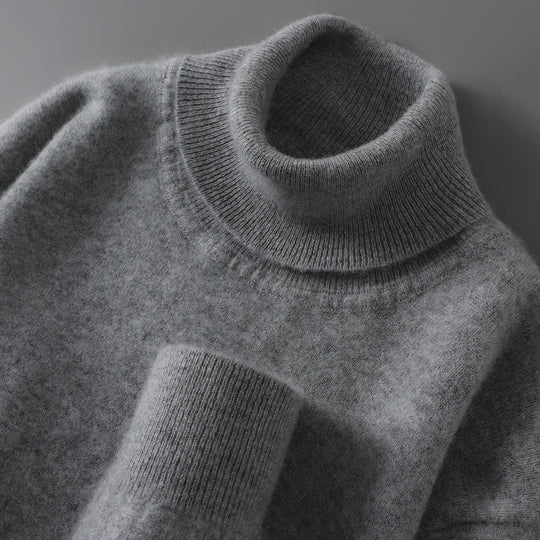Herren-Wollpullover, 100% Wolle, Stehkragen, Business-Stil