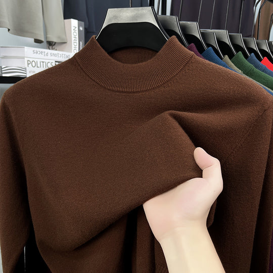 Herren-Wollpullover mit Stehkragen, schlicht und warm