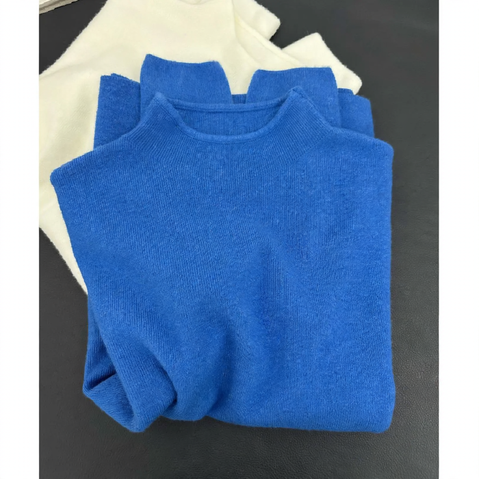 Damen-Strickpullover mit Stehkragen, einfarbig