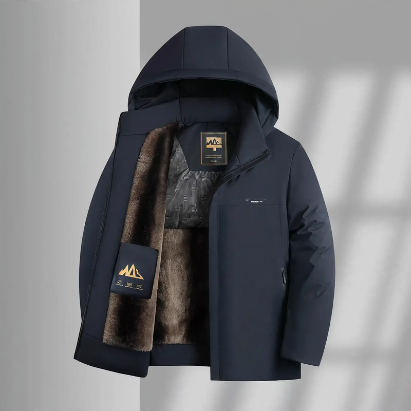 Gefütterte Herren-Winterjacke mit abnehmbarem Kragen