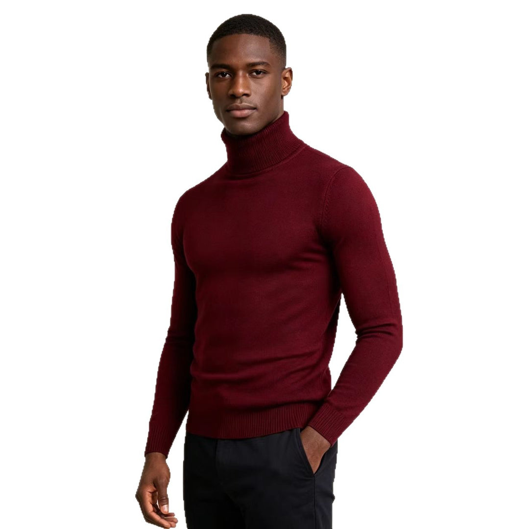 Herren-Rollkragenpullover, schmal geschnitten, elastisch