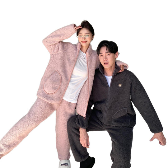 Lammfleece-Imitat Hausanzug mit Reißverschluss, Unisex
