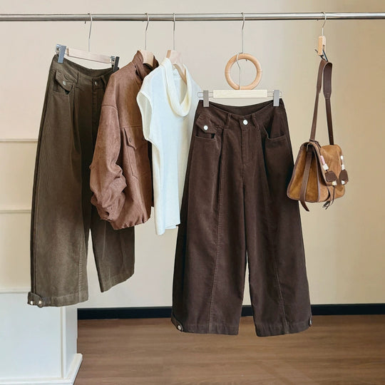 Damen-Cordhose, 7/8-Länge, weites Bein
