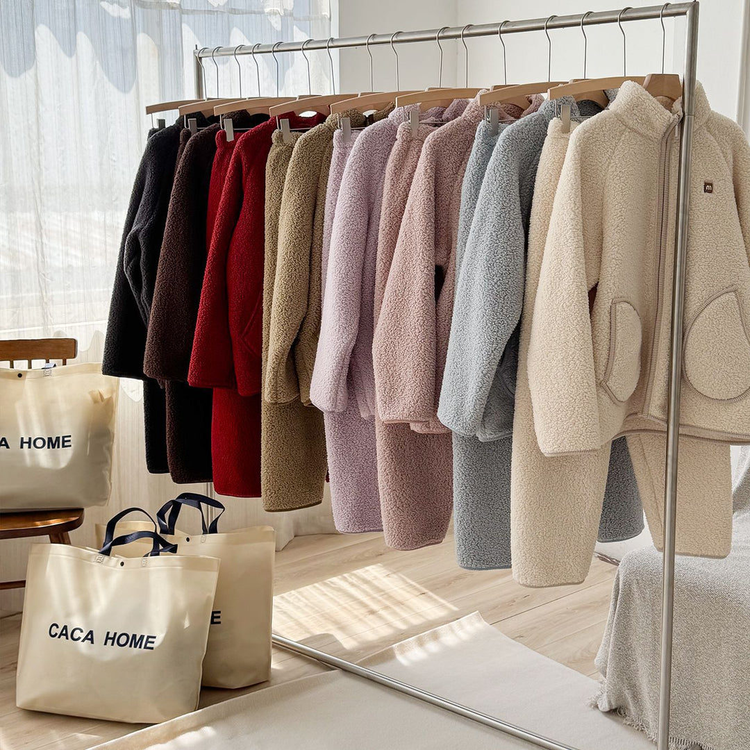 Lammfleece-Imitat Hausanzug mit Reißverschluss, Unisex