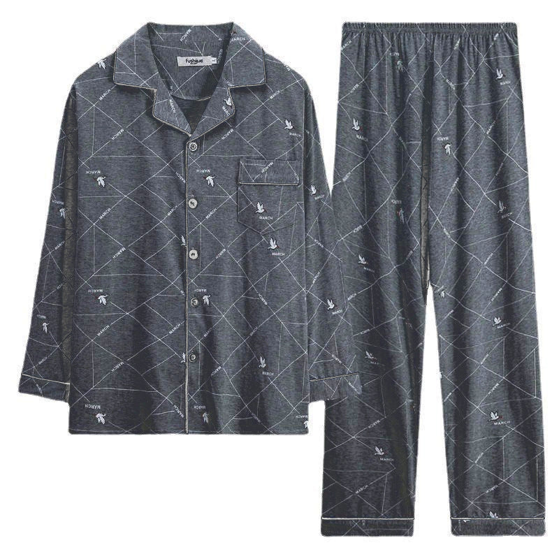 Herren-Pyjama aus 100% Baumwolle, langärmelig
