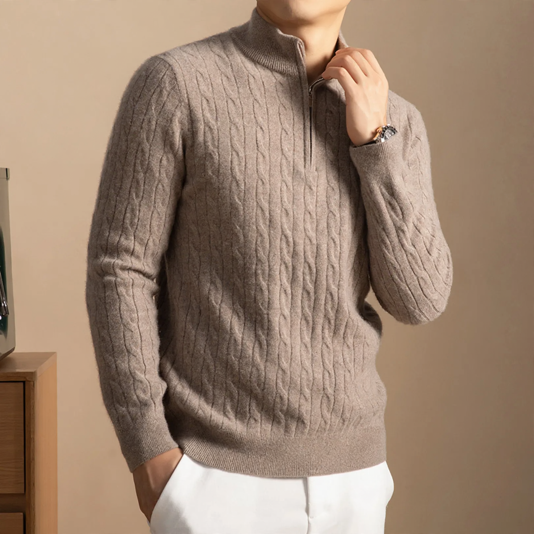 Herren-Kaschmirpullover mit Reißverschluss, dick