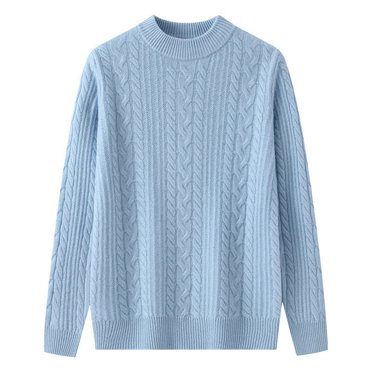 Herren-Wollpullover, 100% Wolle, Stehkragen, locker