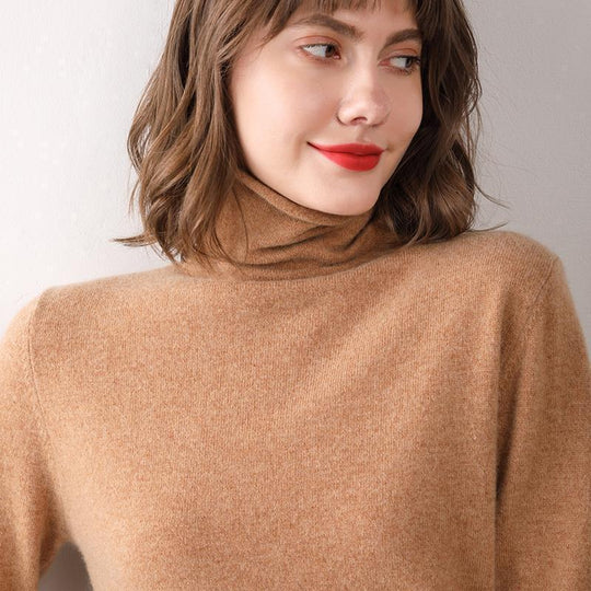 Damen-Wollpullover mit Stehkragen aus reiner Wolle