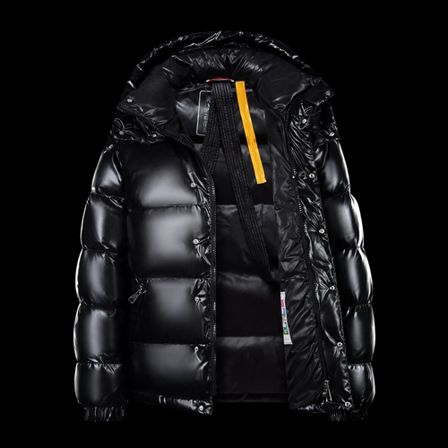 Kurze Herren-Daunenjacke mit Kapuze, glänzend
