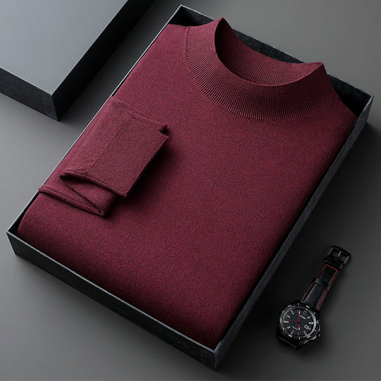 Herren-Pullover mit Stehkragen, fein gestrickt