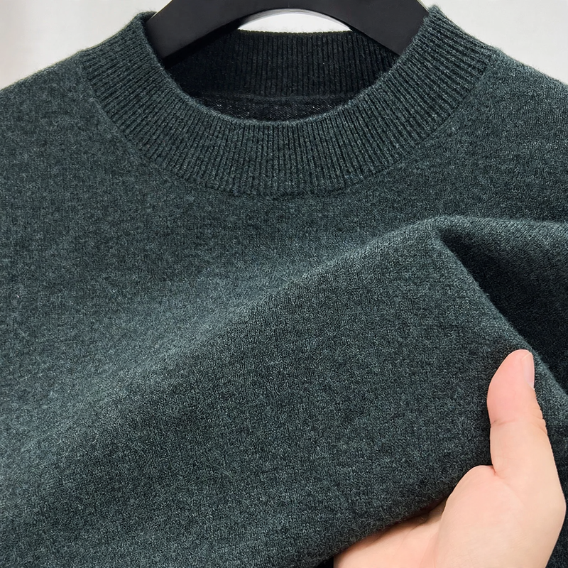 Herren-Wollpullover, 100% Wolle, Stehkragen, dick