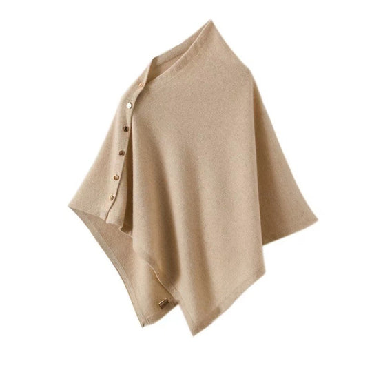 Merinowolle-Poncho mit Goldknopf