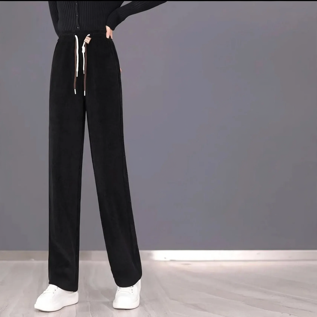 Gefütterte Cord-Jogginghose mit hohem Bund